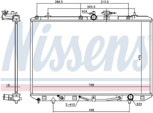 Nissens Radiator w/Integrated Transmission Oil Cooler 646927 for 2007-2014 Toyota 3.5L 3.3L (Highlander)