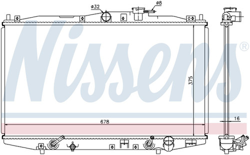 Nissens Radiator w/Integrated Transmission Oil Cooler 63345 for 1998-2003 Honda 3.0L 2.3L (Accord)