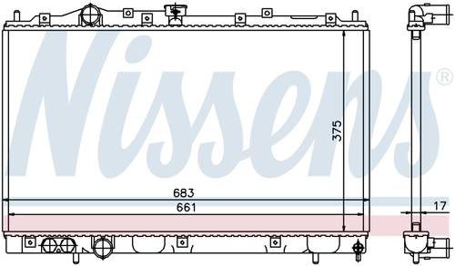 Nissens Radiator 628591 for 1997-2002 Mitsubishi 1.5L 1.8L (Mirage)