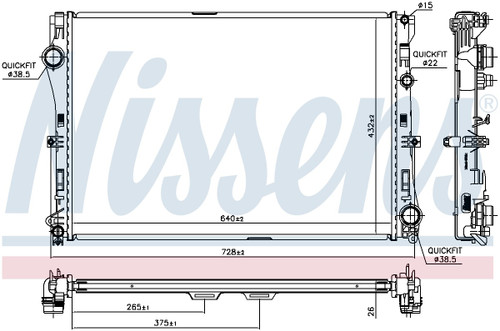 Nissens Radiator 627033 for 2014-2023 Mercedes-Benz 1.6L 1.8L (C180, C250, C300, C350e)