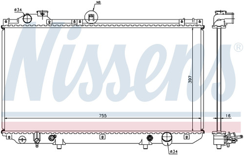 Nissens Radiator w/Integrated Transmission Oil Cooler 64762 for 1998-2005 Lexus 3.0L 4.0L (GS300, GS400)