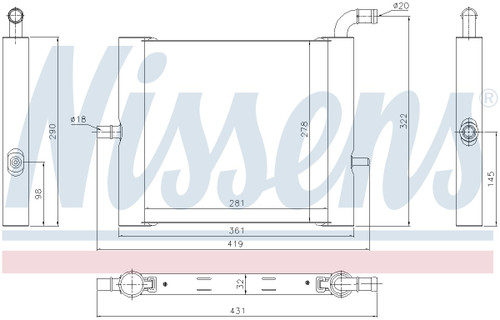 Nissens Intercooler Heat Exchanger 64338 for 2012-2025 Land Rover 3.0L 2.0L (Discovery, Range Rover, Range Rover Sport)