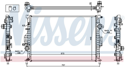 Nissens Radiator 65615A for 2006-2023 Ford/Land Rover/Volvo 2.0L 3.2L (Focus, Discovery Sport, LR2, Range Rover Evoque)