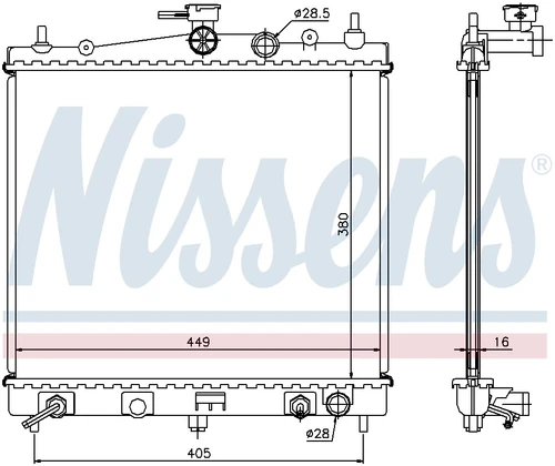 Nissens Radiator 68700A for 2005-2007 Nissan 1.4L (Micra)