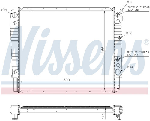 Nissens Radiator w/Integrated Transmission Oil Cooler 65542A for 1992-1995 Volvo 2.3L (740, 940)