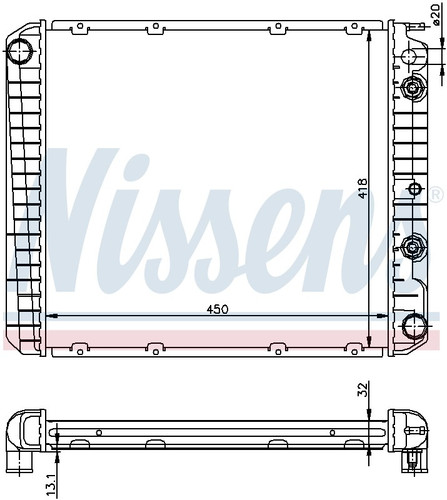 Nissens Radiator w/Integrated Transmission Oil Cooler 65544A for 1985-1993 Volvo 2.3L (240, 244, 245, 740)
