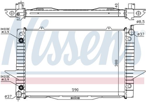 Nissens Radiator w/Integrated Transmission Oil Cooler 65548A for 1998-2004 Volvo 2.4L 2.3L (C70, S70, V70)