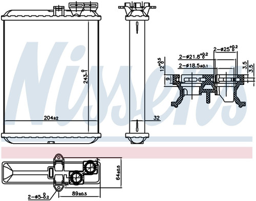 Nissens HVAC Heater Core 707102 for 1999-2014 Volvo 2.4L 2.5L (S60, S80, V70, XC70)