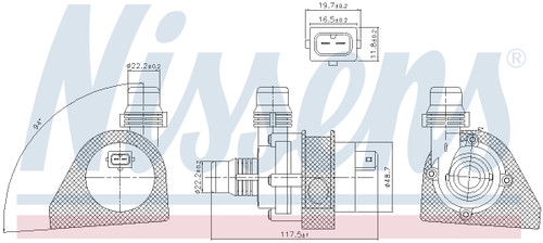 Nissens Auxiliary Water Pump 831066 for 2007-2018 BMW 4.8L 4.4L (X5)