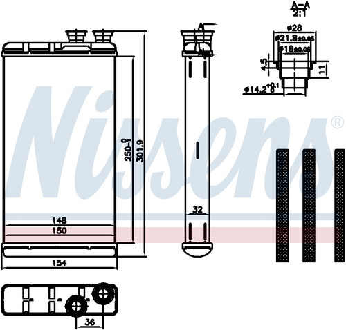 Nissens HVAC Heater Core 727210 for 2017-2025 Audi 2.0L 3.0L (A4, A4 allroad, A4 Quattro, A5 Quattro)