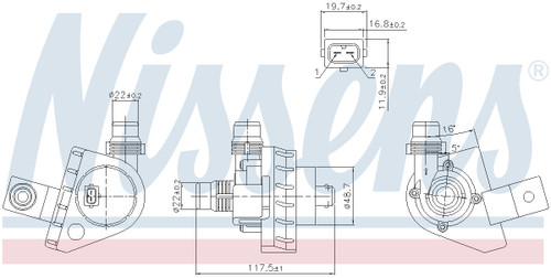 Nissens Auxiliary Water Pump 831115 for 2004-2010 BMW 2.5L 3.0L (525i, 530i, 545i, 550i)
