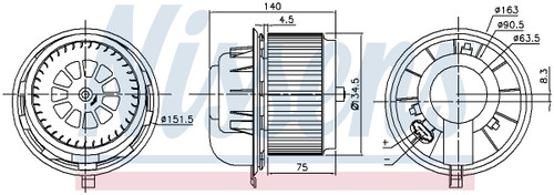 Nissens Blower Motor Assembly 87077 for 2003-2015 Audi/Porsche/Volkswagen 4.2L 3.6L (Q7, Cayenne, Touareg)
