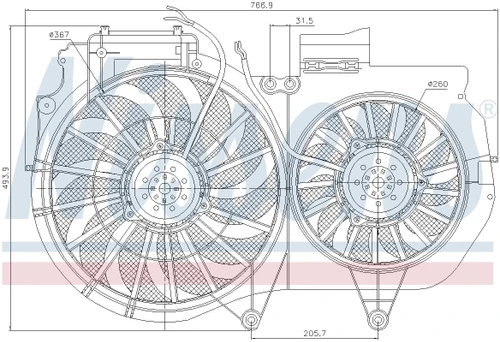 Nissens A/C Condenser Fan Assembly 85247 for 2000-2011 Audi/Seat 1.8L 2.0L (A4, A4 Quattro, Exeo)