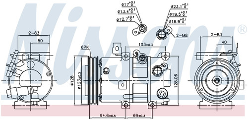 Nissens Air Conditioning Compressor with Clutch 890430 for 2007-2009 Kia 2.4L (Rondo)
