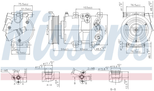 Nissens Air Conditioning Compressor with Clutch 890899 for 2016-2017 Hyundai 1.6L (Tucson)