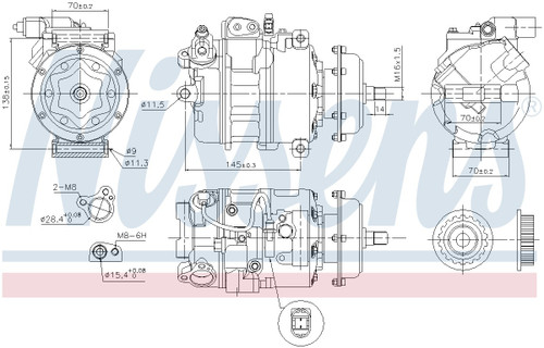Nissens Air Conditioning Compressor with Clutch 890637 for 2004-2008 Volkswagen 4.9L (Touareg)