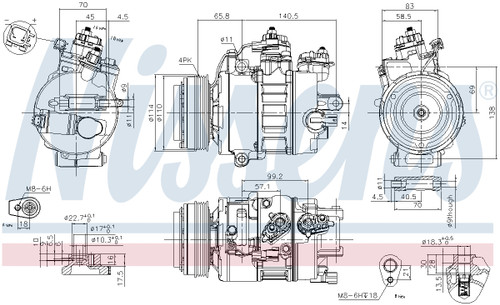 Nissens 7SBH17C Compressor with Clutch 890792