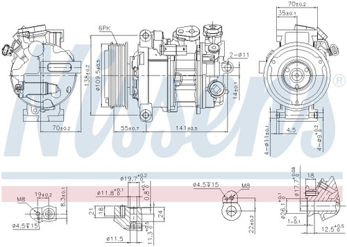 Nissens Air Conditioning Compressor with Clutch 890595 for 2014-2020 Mercedes-Benz 2.0L (CLA250, CLA45 AMG, GLA250, GLA45 AMG)