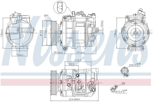 Nissens Air Conditioning Compressor with Clutch 89091 for 2009-2016 Audi/Porsche/Volkswagen 3.0L (Q7, Cayenne, Touareg)
