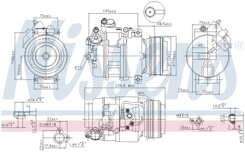 Nissens Air Conditioning Compressor with Clutch 89080 for 2003-2006 BMW 2.5L 3.0L (325Ci, 325i, 325xi, 330Ci)