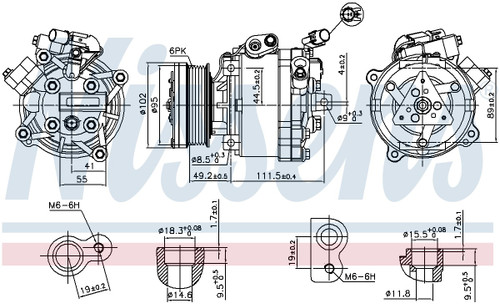 Nissens QS90 Compressor with Clutch 890666 for 2009-2011 Mitsubishi 2.0L 2.4L (Lancer, Outlander, Outlander Sport)