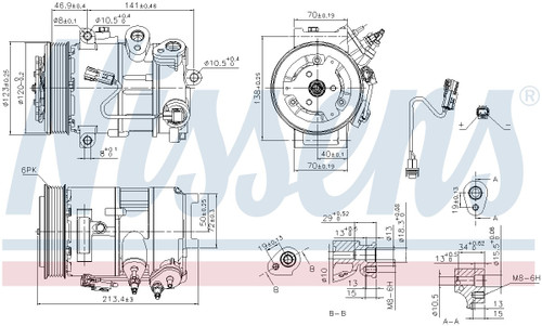 Nissens Air Conditioning Compressor with Clutch 890375 for 2009-2017 Dodge/Jeep 2.0L 2.4L (Caliber, Compass, Patriot)