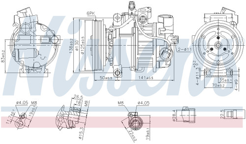 Nissens Air Conditioning Compressor with Clutch 890921 for 2016-2019 Audi 3.0L (A6 Quattro, A7 Quattro, Q7)