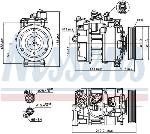 Nissens Air Conditioning Compressor with Clutch 89223 for 2004-2017 Audi 3.0L (A4, A4 Quattro, Q5, S4)
