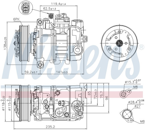 Nissens Air Conditioning Compressor with Clutch 89529 for 2006-2018 Audi 3.0L (A4 Quattro, A8 Quattro)