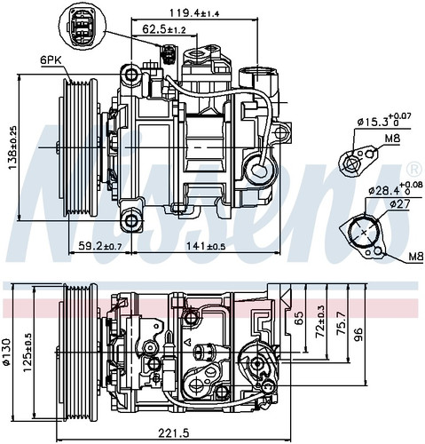 Nissens Air Conditioning Compressor with Clutch 89236 for 2005-2015 Audi 3.2L 3.0L (A4, A4 Quattro, Q7)