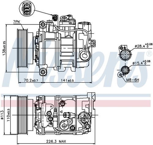 Nissens Air Conditioning Compressor with Clutch 89237 for 2005-2018 Audi/Porsche/Volkswagen 3.6L 3.0L (Q7, Cayenne, Panamera, Touareg)