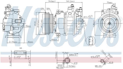 Nissens Air Conditioning Compressor with Clutch 89421 for 2005-2014 Audi/Volkswagen 2.5L (TT RS Quattro, Beetle, Golf, Jetta)