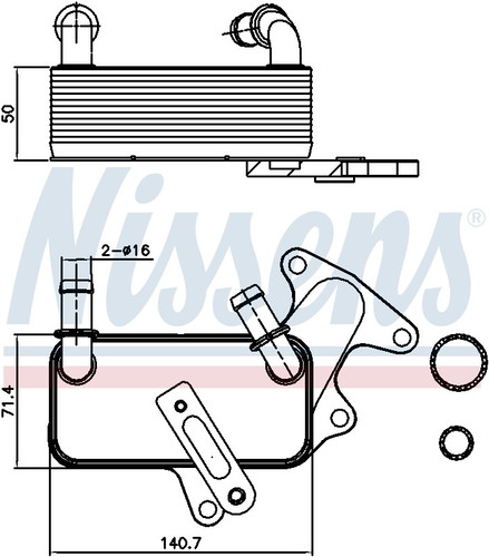 Nissens Automatic Transmission Oil Cooler 91129 for 2015-2022 Volkswagen 1.8L 2.0L (Beetle, Golf, Golf SportWagen, Jetta)
