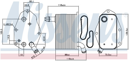 Nissens Engine Oil Cooler 91159 for 2014-2016 Volvo 3.0L 3.2L (S60, S80, V60, XC60)