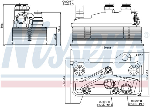 Nissens Automatic Transmission Oil Cooler 90859 for 2015-2023 Mercedes-Benz 2.0L 3.0L (C300, C400, C450 AMG, C63 AMG)