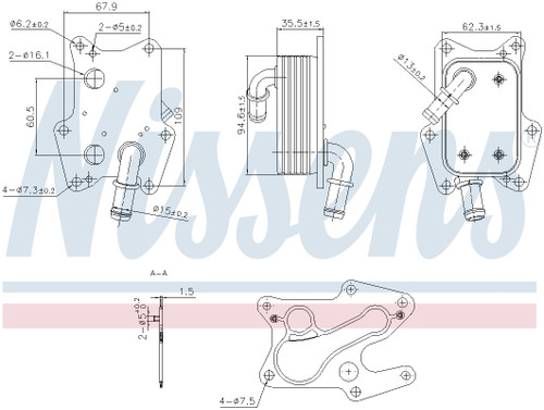 Nissens Engine Oil Cooler 91239 for 2016-2023 Mercedes-Benz 2.0L (GLC300, Metris, SLC300, SLK300)