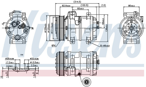 Nissens Air Conditioning Compressor with Clutch 89317 for 1998-2004 Volvo 2.4L 2.3L (C70, S70, V70)