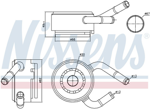 Nissens Engine Oil Cooler 91190 for 2014-2015 Nissan 2.0L (NV200)