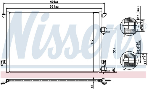 Nissens Air Conditioning Condenser 940320 for 2003-2011 Saab 2.0L (9-3, 9-3X)