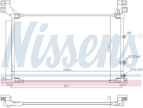 Nissens Air Conditioning Condenser/Receiver Drier Assembly 941165 for 2016-2024 Lexus 2.0L (GS200t, GS300, RC200t, RC300)