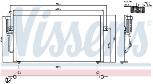 Nissens Air Conditioning Condenser 94305 for 1999-2004 Volvo 1.9L (S40, V40)