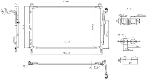 Nissens Air Conditioning Condenser/Receiver Drier Assembly 940857 for 2015-2024 Nissan 3.5L 2.5L (Murano)