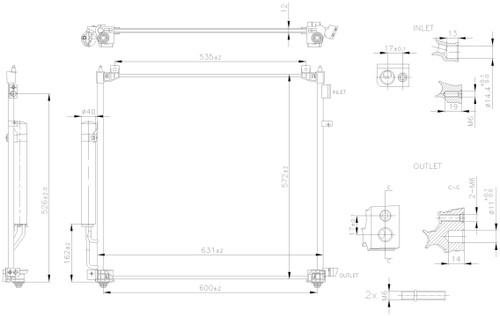 Nissens Air Conditioning Condenser/Receiver Drier Assembly 941295 for 2017-2025 Land Rover 2.0L 3.0L