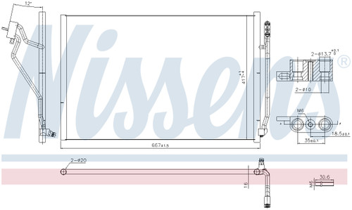 Nissens Air Conditioning Condenser/Receiver Drier Assembly 941245 for 2007-2014 Mercedes-Benz 5.5L 4.7L (CL500, CL550, CL600, CL63 AMG)