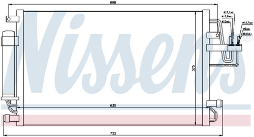 Nissens Air Conditioning Condenser/Receiver Drier Assembly 94801 for 2005-2010 Hyundai/Kia 2.0L 2.7L (Tucson, Sportage)