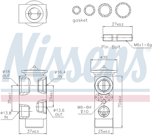 Nissens Air Conditioning Expansion Valve 999222 for 1999-2016 BMW/Mini 2.5L 2.8L (323Ci, 323i, 325Ci, 325i)