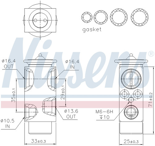Nissens Air Conditioning Expansion Valve 999326 for 1985-1998 Porsche 3.6L 3.3L (911, 928)