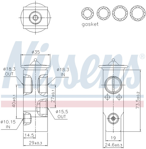 Nissens Air Conditioning Expansion Valve 999388 for 2005-2016 Land Rover 4.0L 4.4L (LR3, LR4, Range Rover Sport)