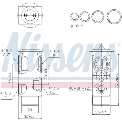 Nissens Air Conditioning Expansion Valve 999358 for 1987-2001 BMW 1.8L 1.9L (318i, 318is, 318ti, 323i)