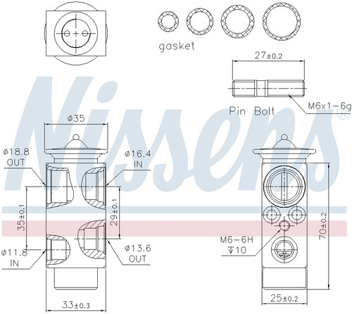 Nissens Air Conditioning Expansion Valve 999234 for 2005-2011 Mercedes-Benz 3.0L 3.5L (SLK280, SLK300, SLK350, SLK55 AMG)
